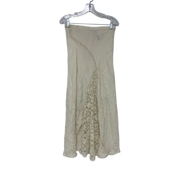 Zara Womens Lace Midi Skirt M Oyster White Mid Rise Viscose Floral 1377/904 NWT - Picture 3 of 16